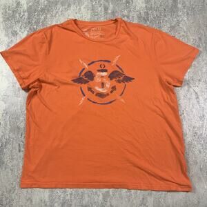 Polo Ralph Lauren T-Shirt Mens XL Orange 5 Anchor Distressed Graphic Lighweight